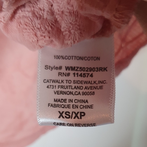 RO&DE Floral Embroidered Top Bow Tie Pink Womens Size XS Feminine Coquette Girly - Picture 8 of 9